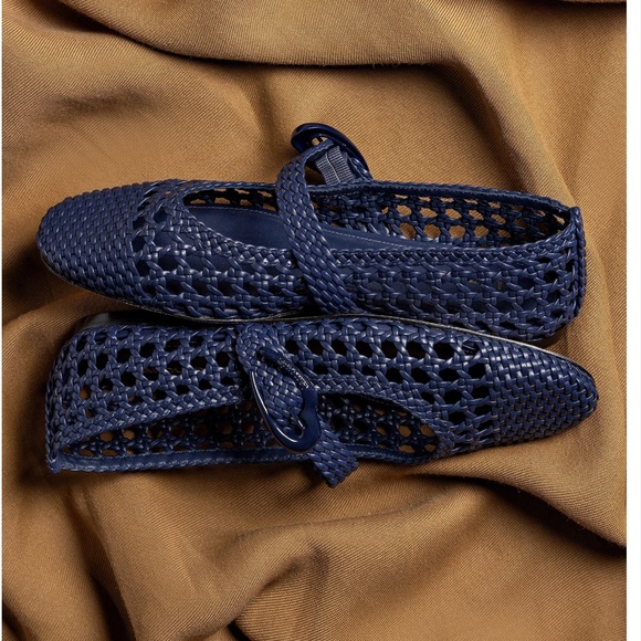 Larroude Navy Woven Flats - Picture 2 of 4